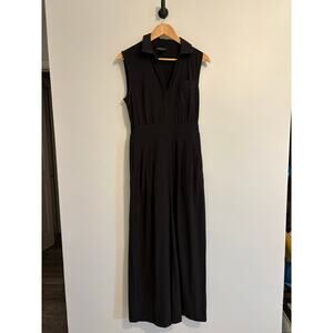 Women's Athleta Size 4 Jumpsuit Black Athletic Collared Tank Sleeve with Pockets